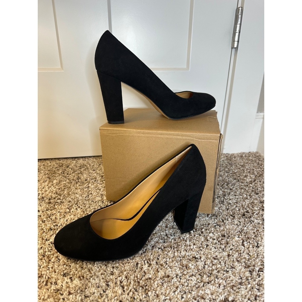 Sezane Black Suede Block Heel Round Toe Pumps Made in Italy Size 40 Womens 
NWOT
